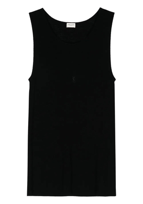 Saint Laurent logo-embroidered wool tank top - Black