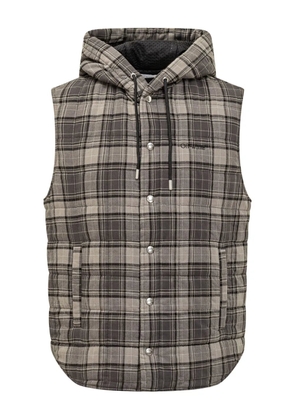 Off-White hooded plaid vest - Grey