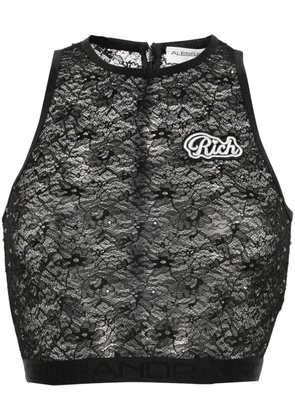 Alessandra Rich cropped lace tank top - Black