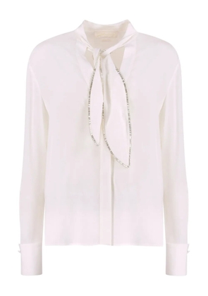 Genny silk neck-tie blouse - White