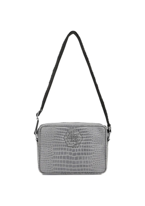 Philipp Plein logo-plaque top-zip messenger bag - Grey