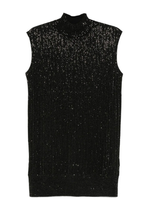 Emporio Armani sequin high-neck sleeveless dress - Black
