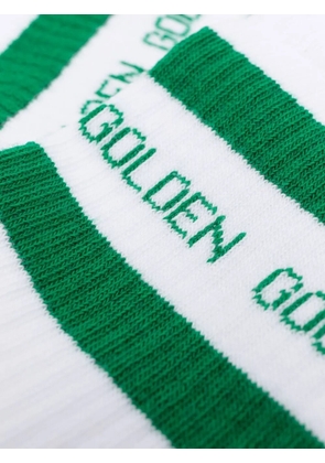 Golden Goose logo-intarsia ribbed-knit ankle socks - White