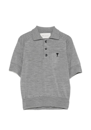 AMI Paris logo-embroidered polo shirt - Grey