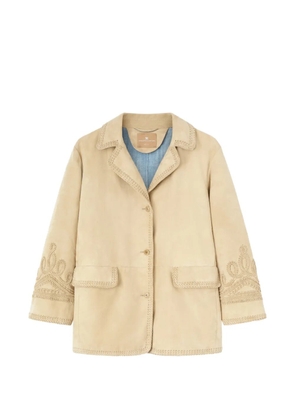 Ermanno Scervino embroidery suede jacket - Neutrals