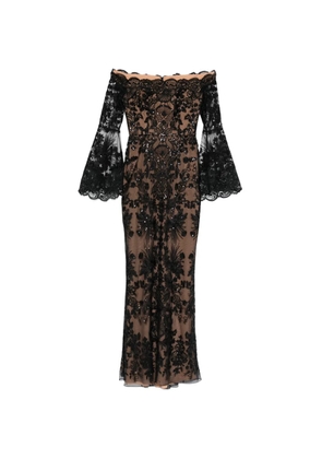 Elie Saab lace-detail flared maxi dress - Black