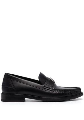 FENDI logo-plaque leather loafers - Black