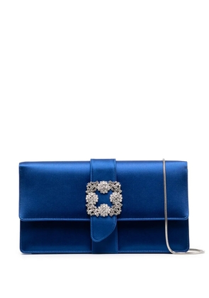 Manolo Blahnik Capri embellished satin clutch - Blue