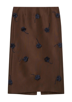 SHUSHU/TONG floral appliqué mid skirt - Brown