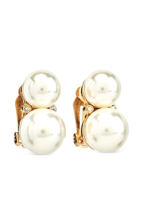 Kenneth Jay Lane Double Cultura Pearl clip-on earrings - Gold