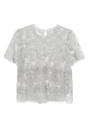 Ermanno Scervino lace-trimmed short-sleeved top - Grey