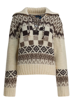 Polo Ralph Lauren patterned lace-up sweater - Neutrals
