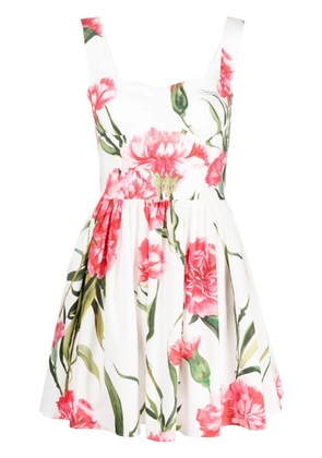 Dolce & Gabbana floral-print sleeveless dress - White