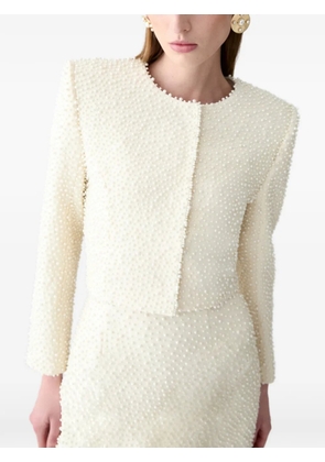 Carolina Herrera pearl-embroidered long-sleeve jacket - Neutrals