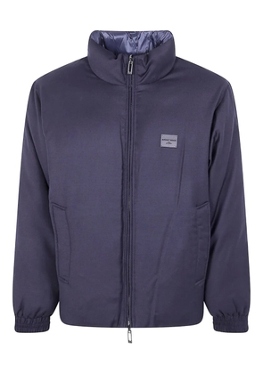 Emporio Armani logo-detail long-sleeve jacket - Blue