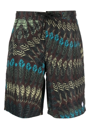 COUNTY OF MILAN feather-print swim shorts - Brown