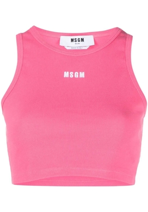 MSGM logo-print cropped tank top - Pink