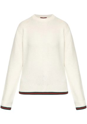 Gucci Web-stripe trim sweater - Neutrals