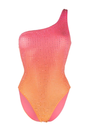 Self-Portrait Hotfix off-shoulder one-piece - Pink