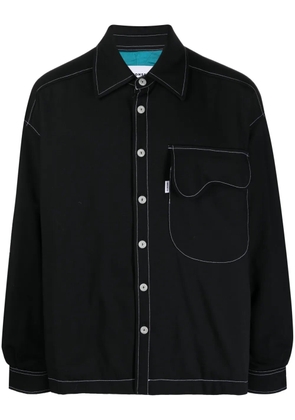 Bonsai logo-patch contrast-stitching shirt - Black