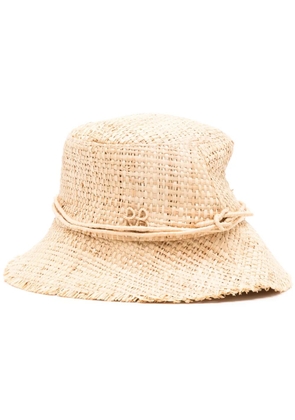 Ruslan Baginskiy logo-patch straw bucket hat - Neutrals