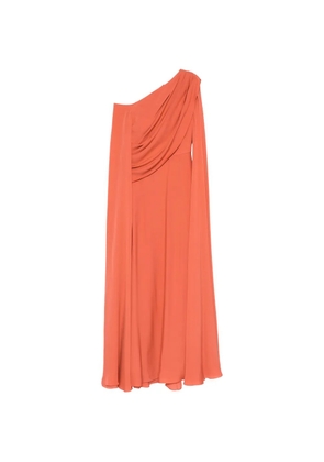 Elie Saab Double Georgette draped one-shoulder maxi dress - Orange