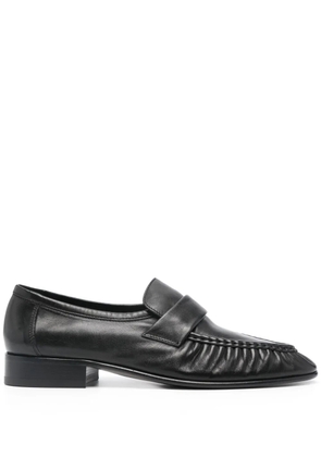 The Row pleated leather loafers - Black
