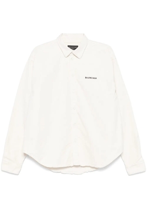 Balenciaga logo-embroidered shirt jacket - White