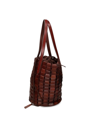 DRAGON DIFFUSION woven drawstring bucket bag - Brown