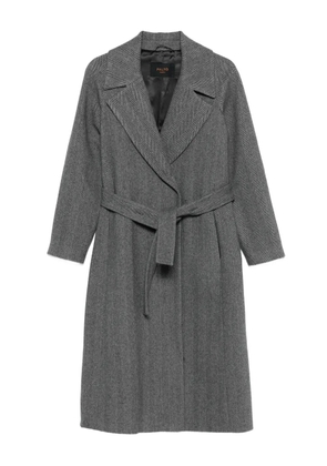 Paltò Paola herringbone belted coat - Black