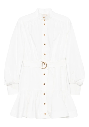 ZIMMERMANN belted button-front mini dress - White