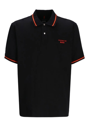 BOSS contrasting-trim polo shirt - Black
