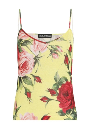 Dolce & Gabbana rose-print top - Yellow