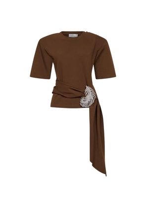Giuseppe Di Morabito feather-detail T-shirt - Brown