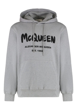 Alexander McQueen contrasting logo cotton hoodie - Grey