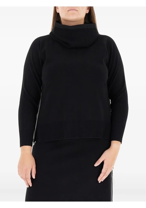ELENA MIRO` cowl-neck side-stripe sweater - Black