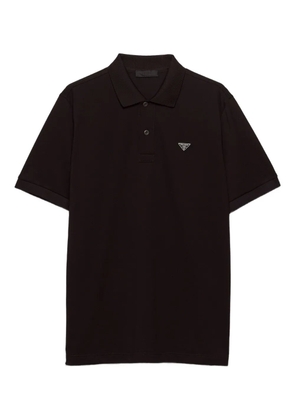 Prada logo-plaque polo shirt - Black