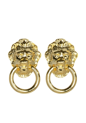 Kenneth Jay Lane Lion Head Door Knocker earrings - Gold