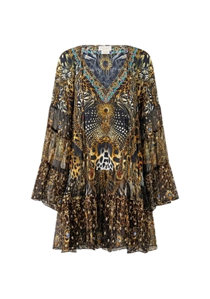 Camilla gathered mini dress - Brown