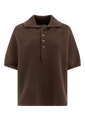 UMARMUNG ribbed-collar buttoned polo top - Brown