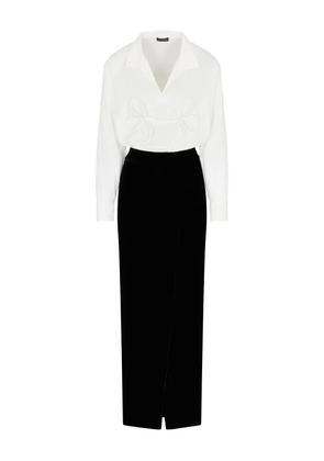 Emporio Armani bow-detail velvet dress - Uc001 WHITE