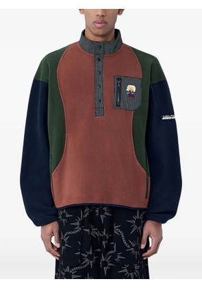 Brain Dead contrasting-panel button-placket sweatshirt - Brown