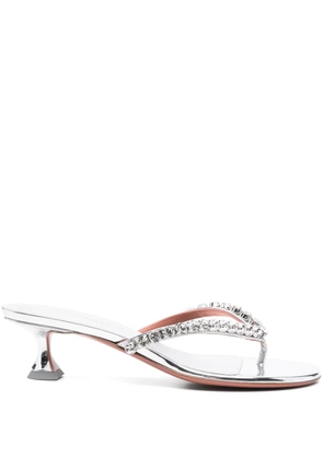Amina Muaddi 45mm crystal-embellished mules - Silver
