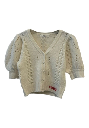 Chloé button puff-sleeve cardigan - White