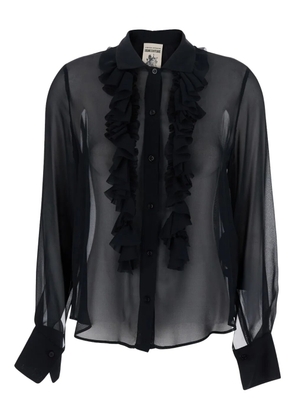 Semicouture classic-collar ruched blouse - Black