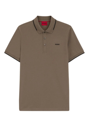 HUGO tipped-collar cotton polo shirt - Brown