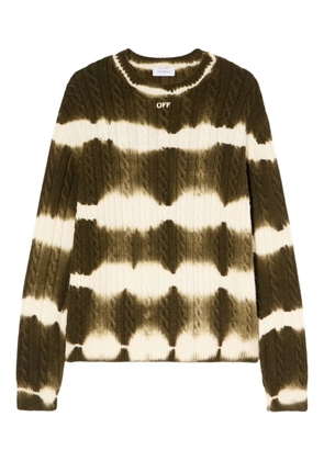 Off-White cable-knit tie-dye crewneck - Green