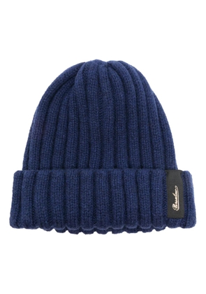 Borsalino logo-patch ribbed beanie - Blue