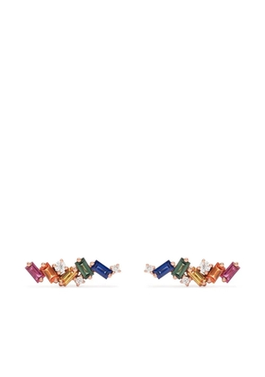 Suzanne Kalan 18kt rose gold Rainbow Zigzag diamond stud earrings