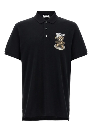 Moschino Teddy-print piqué polo shirt - Black
